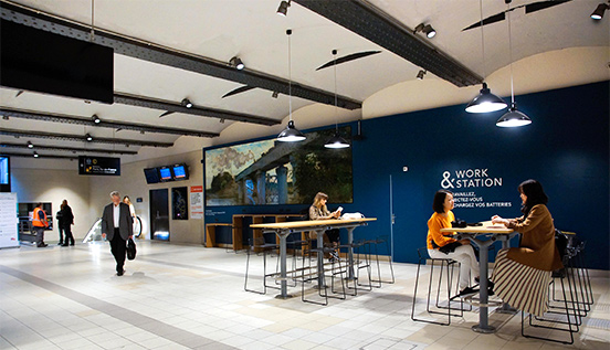 A free co-working space provided by SNCF in a station in Greater Paris. (Photo provided by SNCF)